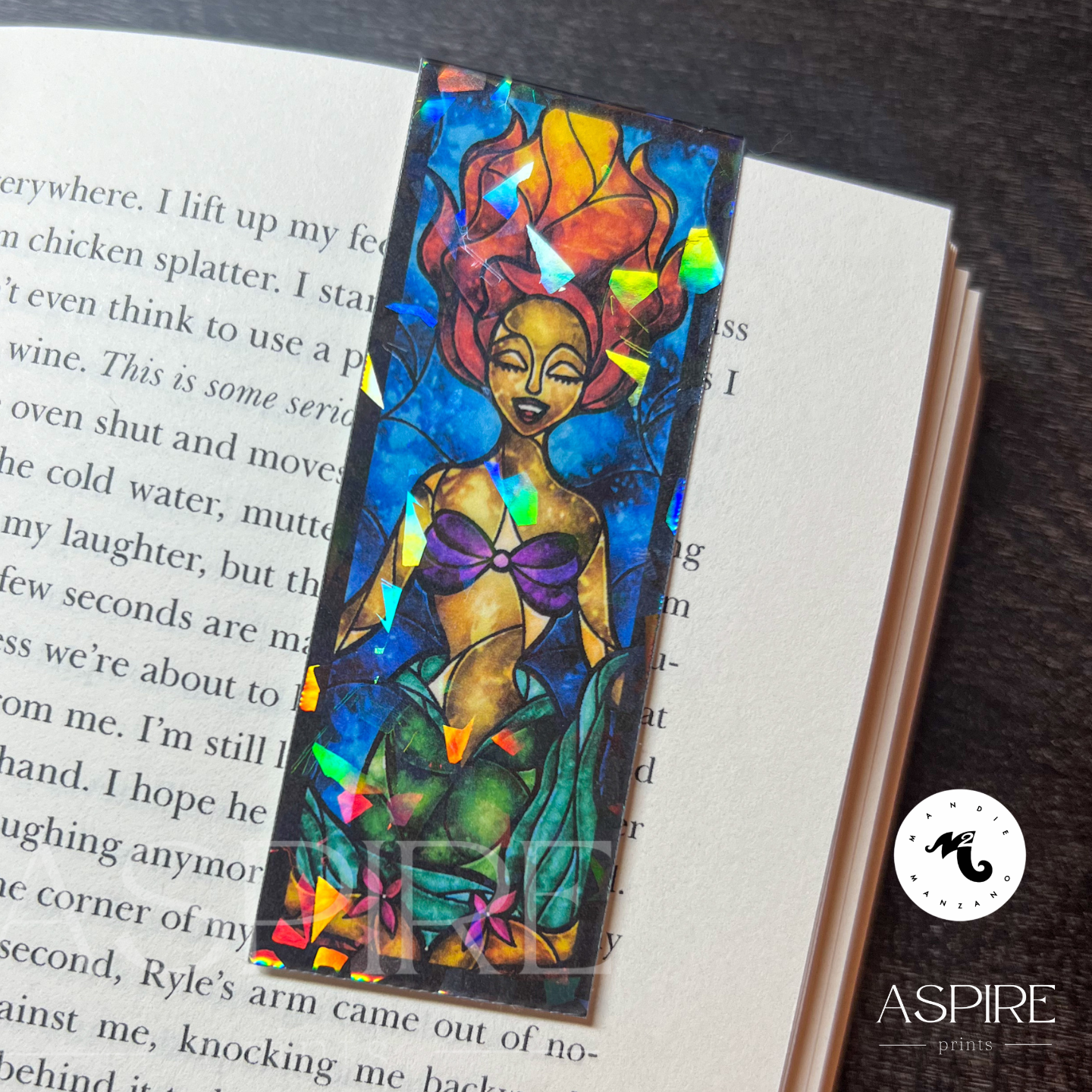 Daughter of the Sea King Stained Glass Magnetic Bookmark - Mandie Manzano x Aspire Prints - Aspire Prints