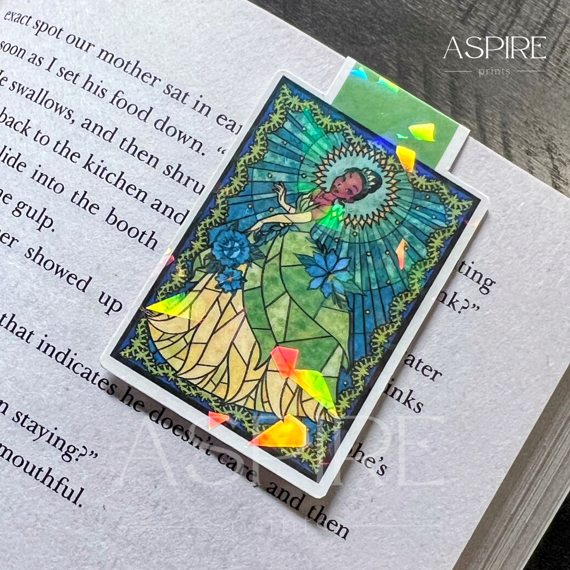 Tiana Stained Glass Holographic Magnetic Bookmark - Aspire Prints