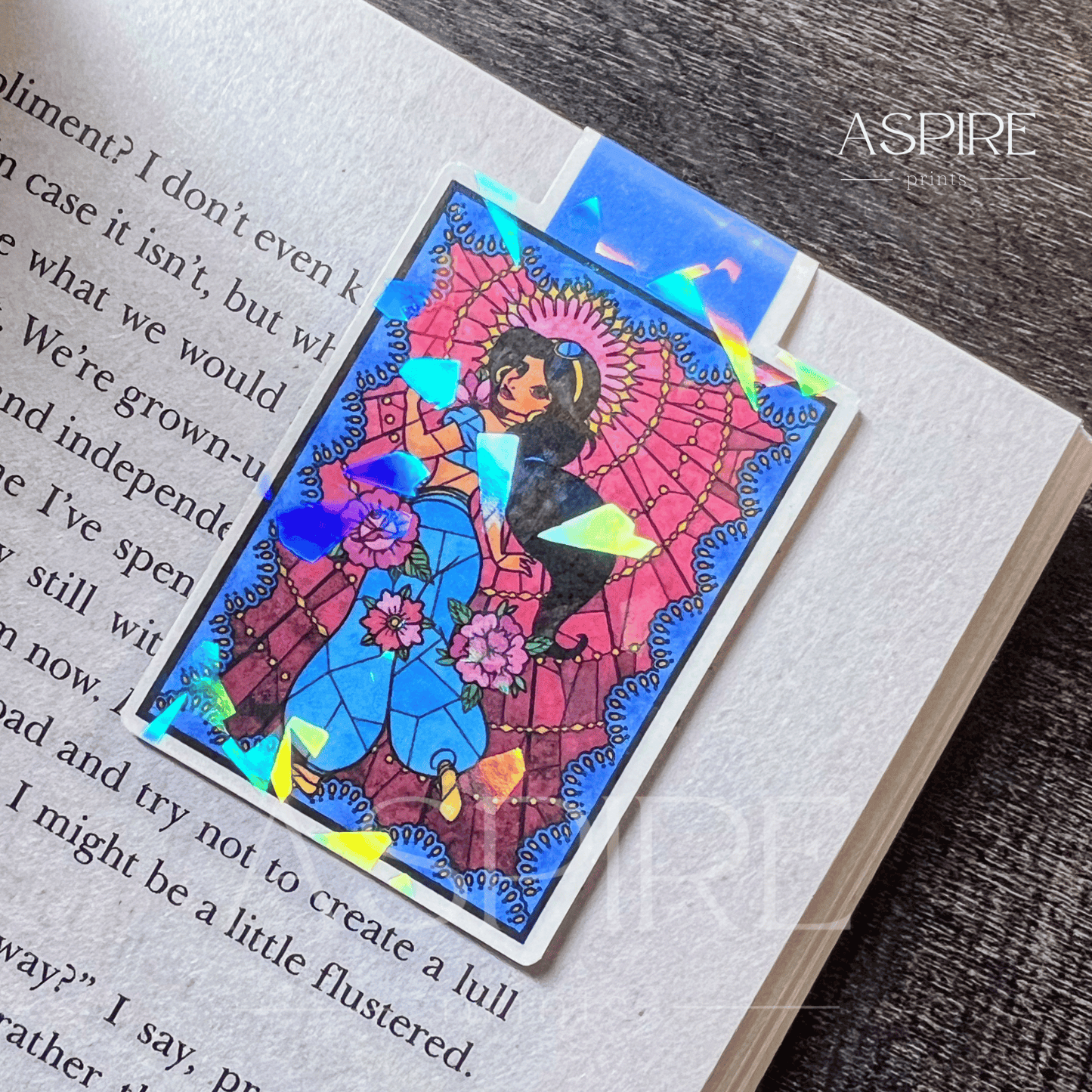 Jasmine Stained Glass Holographic Magnetic Bookmark - Aspire Prints