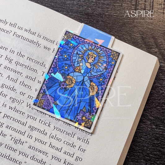 Cinderella Stained Glass Holographic Magnetic Bookmark - Aspire Prints