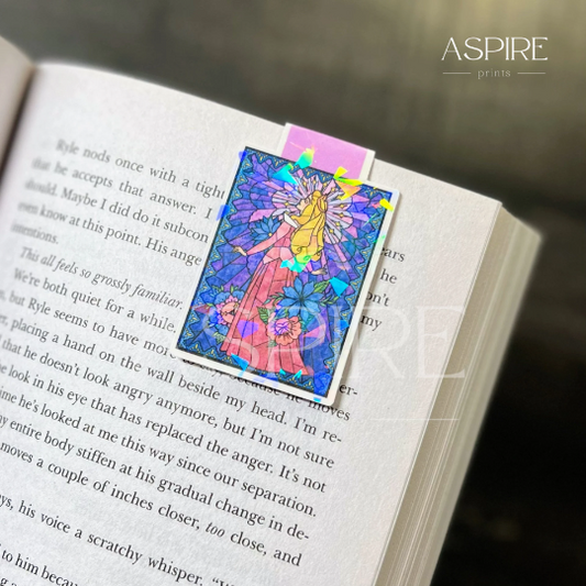 Aurora Sleeping Beauty Stained Glass Holographic Magnetic Bookmark - Aspire Prints